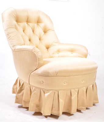 Lot 956 - VICTORIAN BUTTON BACK ARM / SALON CHAIR - REUPHOLSTERED