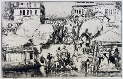 Lot 508 - ERNEST STEPHEN LUMSDEN - THE MELA CROWD - DRYPOINT ETCHING