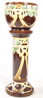 Lot 1012 - LARGE EARLY 20TH CENTURY MAJOLICA FLOOR STANDING PLANTER