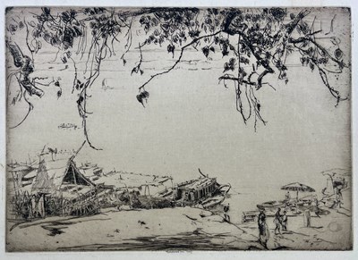 Lot 519 - ERNEST STEPHEN LUMSDEN - PIPAL TREE IN THE GANGES - C. 1912 ETCHING