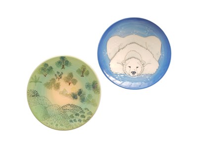 Lot 71 - DENNIS CHINA WORKS - TWO 21ST CENTURY STUDIO POTTERY PLATES