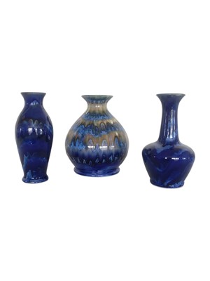 Lot 72 - THREE 21ST CENTURY COBRIDGE STONEWARE BLUE GLAZE VASES