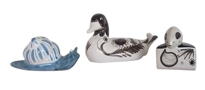 Lot 73 - THREE LATE 20TH CENTURY DAVID SHARP RYE POTTERY FIGURES
