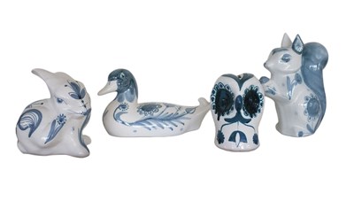 Lot 74 - COLLECTION OF FOUR LATE 20TH CENTURY DAVID SHARP RYE POTTERY FIGURES