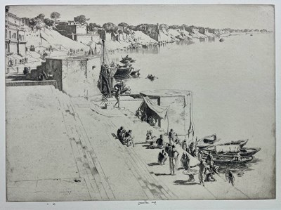Lot 505 - ERNEST STEPHEN LUMSDEN - MUNSHI GHAT, INDIA - 1928 DRYPOINT ETCHING