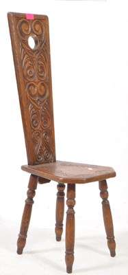 Lot 1025 - EARLY 20TH CENTURY CARVED OAK SPINNING CHAIR