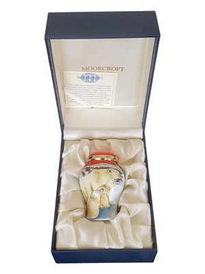 Lot 5 - MOORCROFT - 2006 CONTEMPORARY ENAMEL LIDDED POT / VASE
