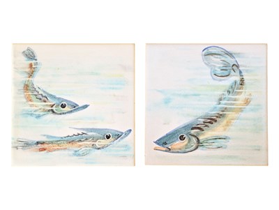 Lot 62 - MINTON TILES, ENGLAND - TWO MID CENTURY CERAMIC FISH TILES