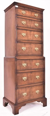 Lot 332 - QUEEN ANNE REVIVAL WALNUT BACHELOR CHEST ON CHEST OF DRAWERS