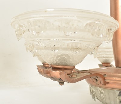 Lot 432 - ART DECO STYLE CEILING CHANDELIER WITH FIVE FROSTED SHADES