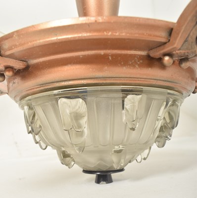 Lot 432 - ART DECO STYLE CEILING CHANDELIER WITH FIVE FROSTED SHADES
