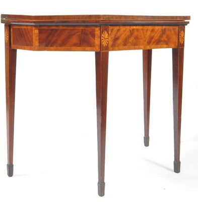 Lot 980 - GEORGE III 19TH CENTURY LINE INLAID MAHOGANY CARD - GAMES TABLE