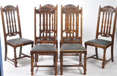 Lot 992 - ARTS & CRAFTS WALNUT DINING CHAIRS - LIBERTY MANNER