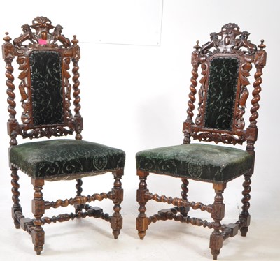 Lot 1009 - PAIR OF 19TH CENTURY CAROLEAN REVIVAL CHAIRS