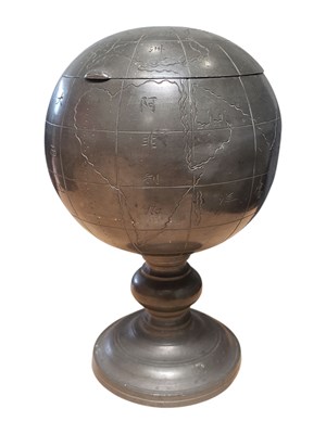 Lot 287 - CHINESE EARLY 20TH CENTURY LONKEE SWATOW PEWTER GLOBE TEA CADDY