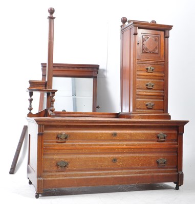 Lot 971 - EDWARDIAN ARTS & CRAFTS WALNUT DRESSING TABLE CHEST OF DRAWERS