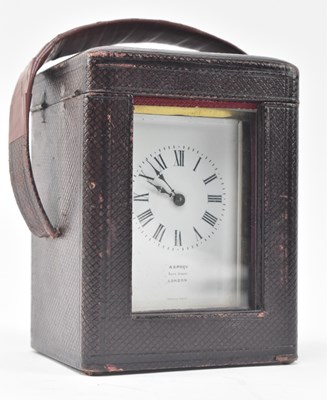 Lot 23 - ASPREY, LONDON - BRASS FRENCH CARRIAGE CLOCK IN LEATHER CASE