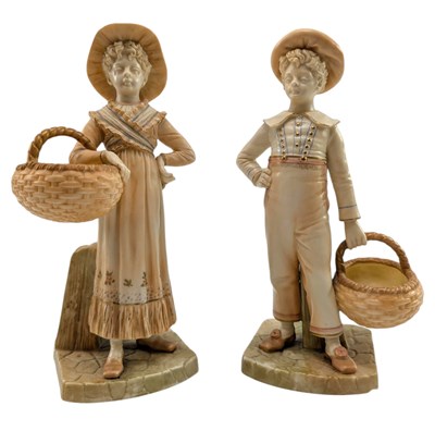 Lot 97 - ROYAL WORCESTER - TWO 19TH CENTURY VICTORIAN BISQUE PORCELAIN FIGURINES