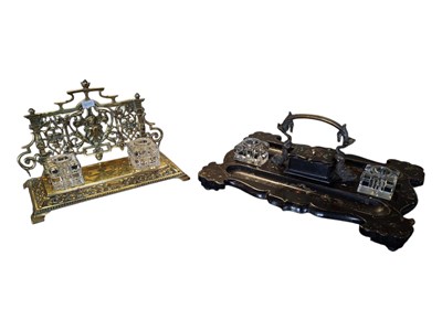 Lot 309 - VICTORIAN PAPIER MACHE INK STAND & ANOTHER EXAMPLE