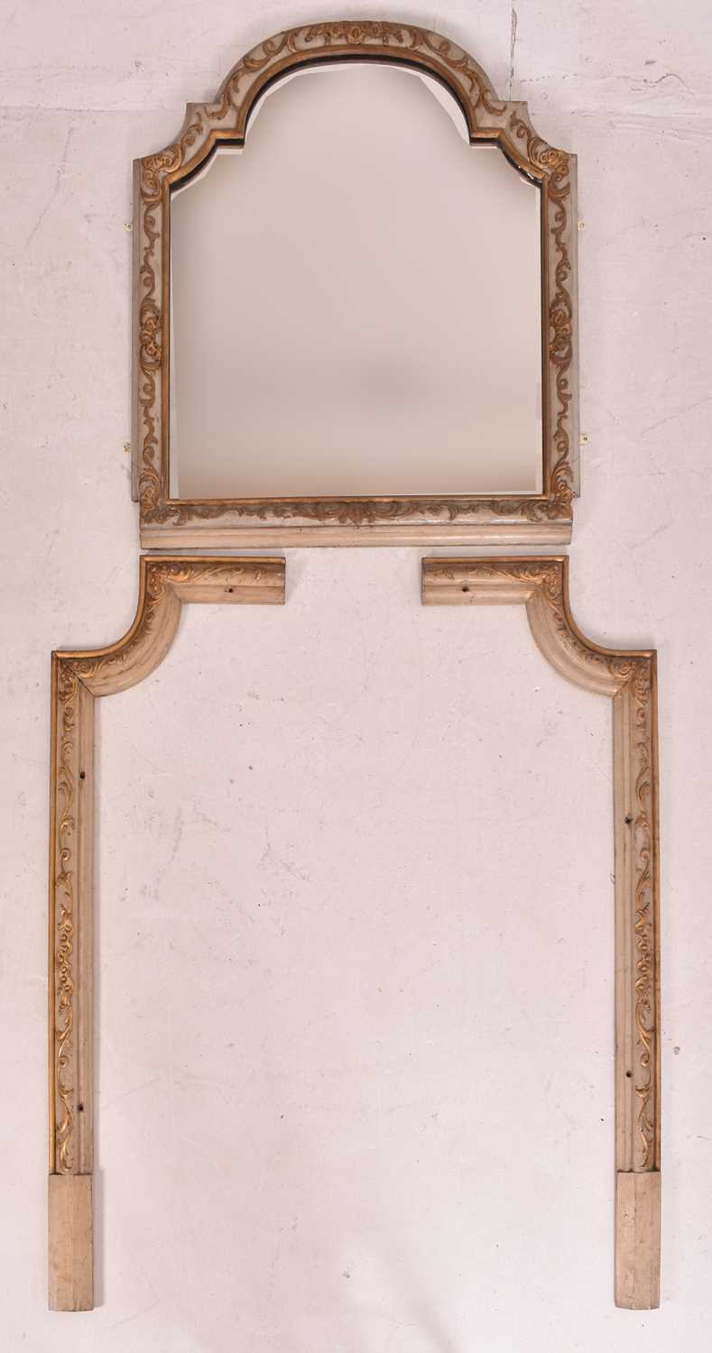 Lot 521 - 19TH CENTURY WHITE & GILT PAINTED WOOD FIREPLACE SURROUND & MIRROR FRAME