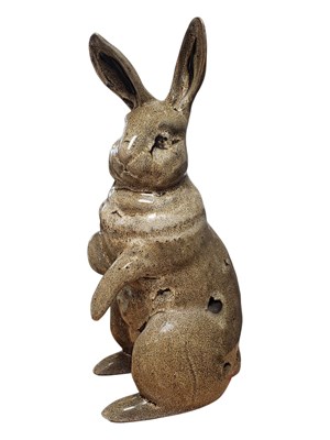 Lot 128 - JOHN BOURDEAUX - 21ST CENTURY ISLES OF SCILLY POTTERY RABBIT FIGURE