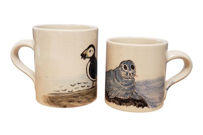 Lot 131 - DENNIS CHINA WORKS - TWO 21ST CENTURY EARTHENWARE POTTERY MUGS