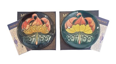 Lot 161 - MOORCROFT - TWO LATE 20TH CENTURY POTTERY CENTENARY PIN DISHES