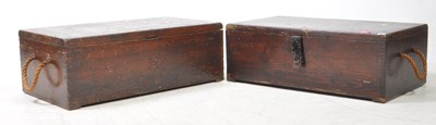 Lot 985 - TWO EARLY 20TH CENTURY OAK STORAGE BOXES - TRAVEL CHESTS