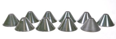 Lot 864 - TEN VINTAGE INDUSTRIAL ENAMELLED LIGHT SHADES