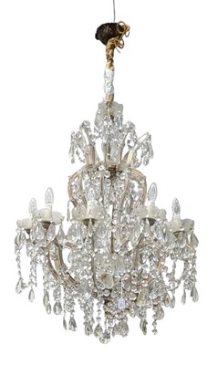Lot 600 - ITALIAN EARLY 20TH CENTURY MARIA THERESA INSPIRED CRYSTAL & GLASS TEN-ARM CHANDELIER