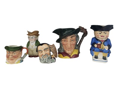 Lot 144 - COLLECTION OF FIVE 20TH CENTURY CHARACTER / TOBY JUGS