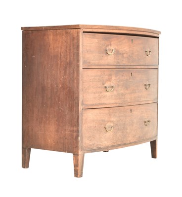 Lot 402 - GEORGE III EARLY 19TH CENTURY MAHOGANY BOW FRONT CHEST OF DRAWERS