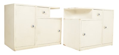Lot 872 - PAIR OF MID CENTURY WHITE PAINTED BEDSIDE CABINETS
