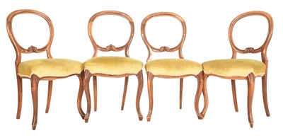 Lot 944 - FOUR VICTORIAN 19TH CENTURY MAHOGANY BALLOON BACK CHAIRS