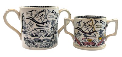 Lot 107 - TWO 19TH CENTURY CERAMIC 'GOD SPEED THE PLOUGH' HANDLED MUGS