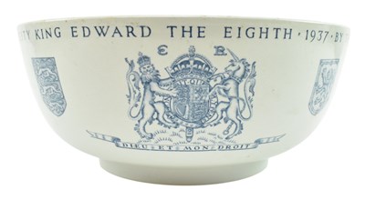 Lot 82 - KEITH MURRAY FOR WEDWOOD - 1937 COMMEMORATIVE BOWL FOR KING EDWARD VIII