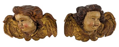 Lot 23 - PAIR OF ITALIAN 19TH CENTURY HAND PAINTED WOODEN PUTTI CHERUBS