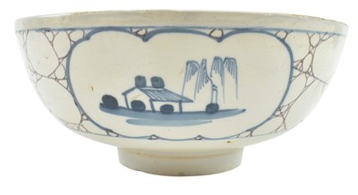 Lot 26 - 18TH CENTURY ENGLISH DELFT WARE BLUE & WHITE PUNCH BOWL
