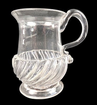 Lot 21 - LATE 18TH CENTURY HAND BLOWN GLASS WRYTHEN ALE TANKARD