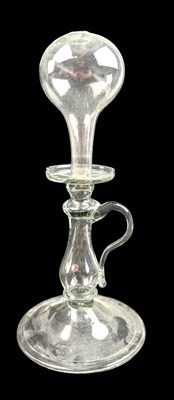 Lot 13 - 19TH CENTURY BLOWN GLASS LACEMAKER'S OIL LAMP