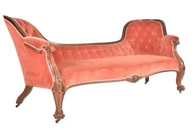 Lot 333 - 19TH CENTURY ROSEWOOD UPHOLSTERED DOUBLE SPOON BACK SETTEE