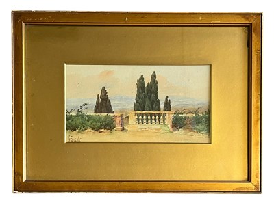 Lot 499 - GAETANO FACCIOLA (1868-1949) - WATERCOLOUR OF VILLA D'ESTE, ROME