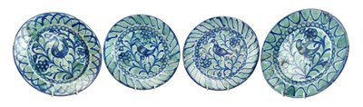 Lot 8 - FAJALAUZA, GRANADA - FOUR SPANISH 19TH CENTURY TIN GLAZED PLATES