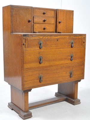 Lot 874 - EARLY 20TH CENTURY OAK BUREAU / CHEST OF DRAWERS
