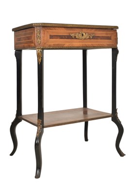Lot 435 - 19TH CENTURY FRENCH NAPOLEON III WALNUT AND SATINWOOD INLAID VANITY WORK TABLE