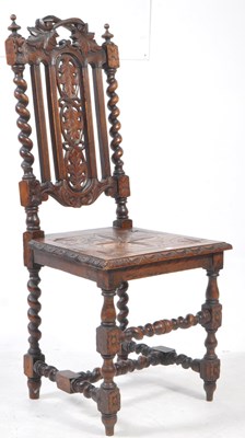 Lot 939 - 19TH CENTURY VICTORIAN CARVED OAK HALL CHAIR