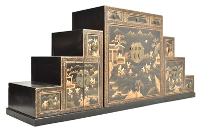 Lot 415 - CHINESE 20TH CENTURY LACQUERED & GILDED DOUBLE-SIDED UNIT