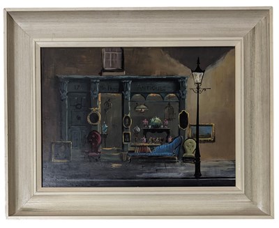 Lot 14 - DEBORAH JONES (B.1921-2012) - MR PROUT'S SHOP, 1969 - OIL PAINTING