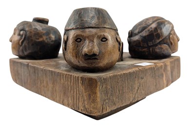 Lot 537 - BELIEVED JAVANESE CARVED HARDWOOD FIGURATIVE ASHTRAY