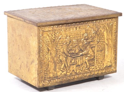 Lot 1001 - 20TH CENTURY BRASS CLADDED COAL CHEST FIRESIDE BOX